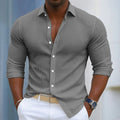 Chemise casual à manches longues en couleur unie avec un collier de lapel
