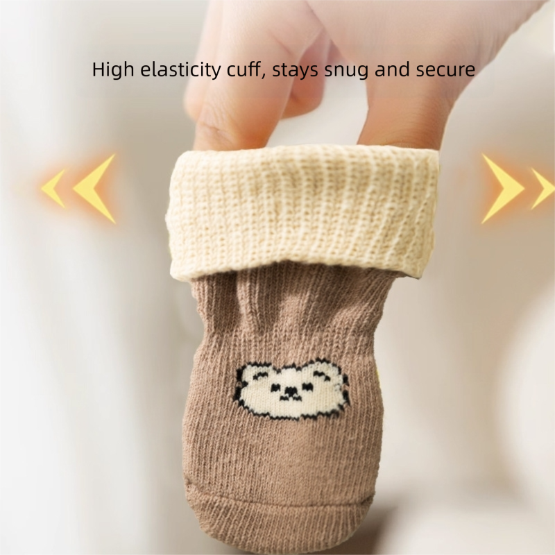 Chaussettes pour animaux, tubes longs, chaussettes antidérapantes et antidérapantes pour chiens, quatre paires, chaussures de chien