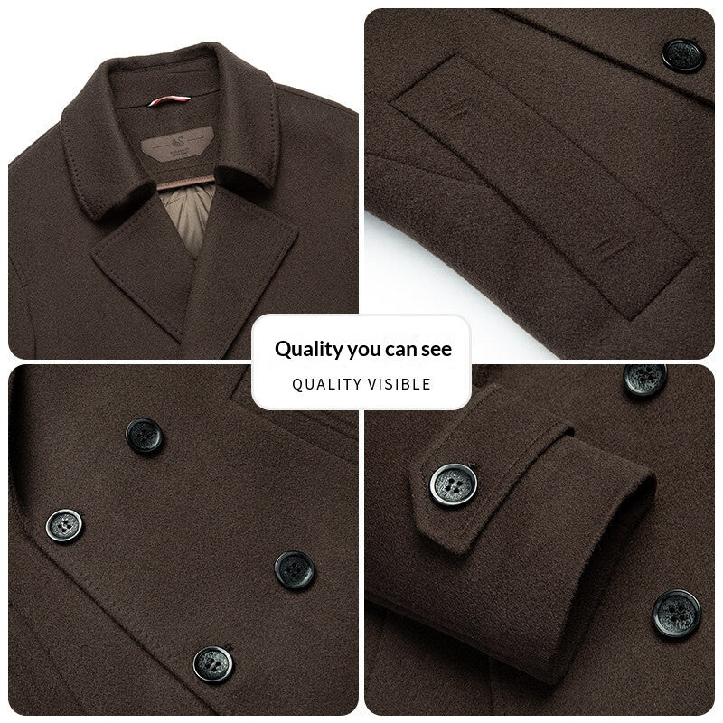 Manteau de laine à double face à l'arrivée avec doublure amovible et double-brass