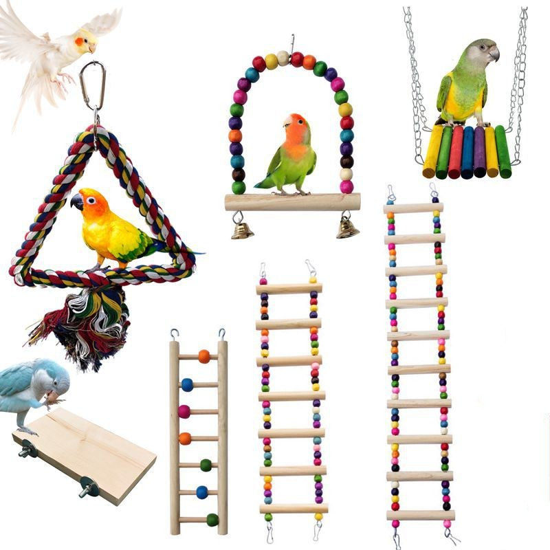 Oiseau de perroquet avec des fournitures de jouets Anneau de balançoire Échelle d'échelle aérienne Échelle