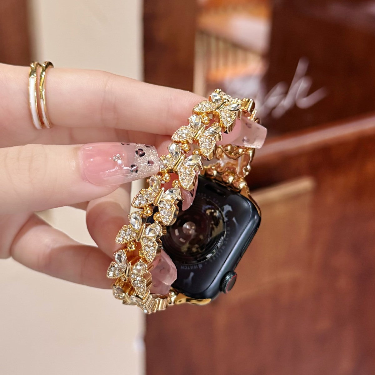 Bracelet de montre élastique en strass pour papillons créatifs et polyvalents