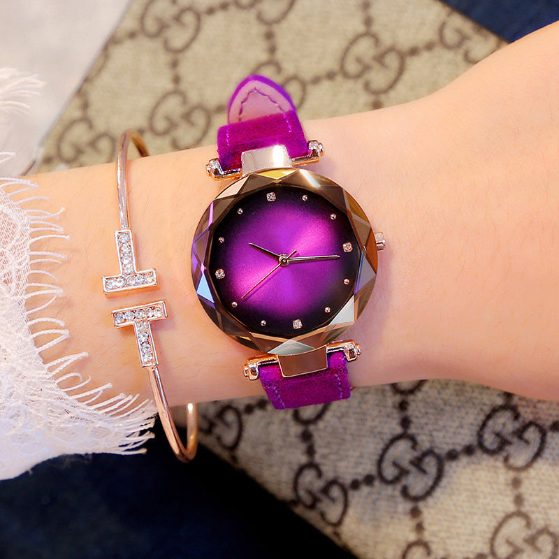 Ceinture en cuir mode Casual Colorful Femmes Montre Quartz