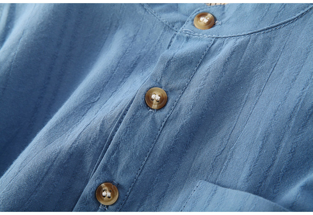 Simplicité d'été de garçon Chemise en couleur solide manches courtes