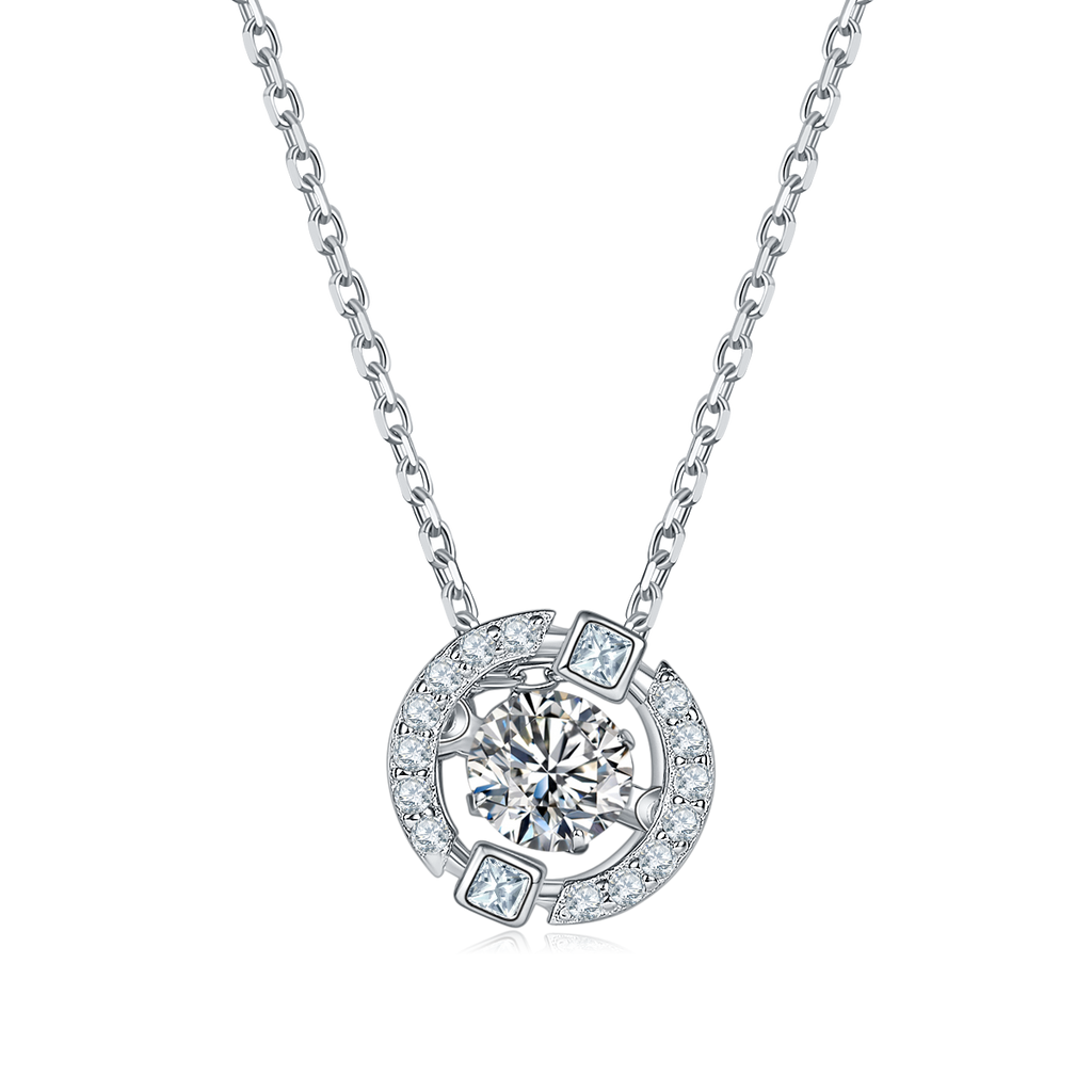 S925 Argent Sterling 0.5ct D Couleur VVS1 Moissanite Collier Halo 45cm plaqué Platine Pave