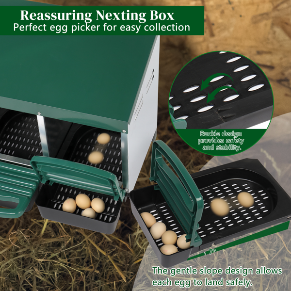 3 Compartiment Roll Out Chicken Nesting Box avec panier en plastique