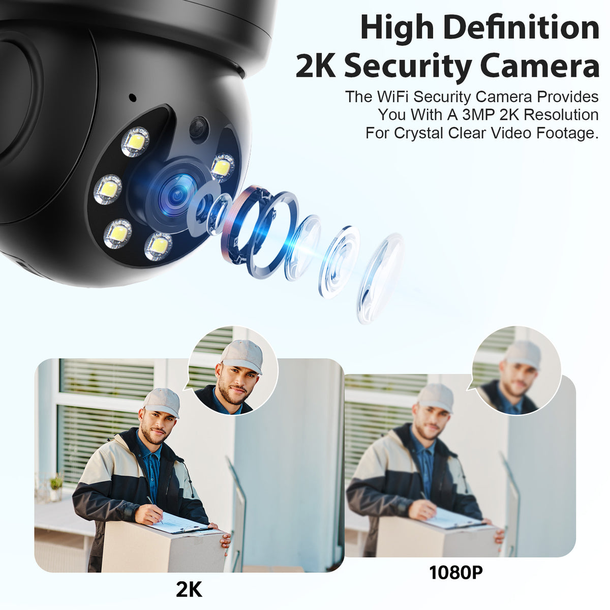 3MP PTZ E27 Bulb Camera 360 Degree CMOS Sensor Network Camera CCTV Security Light B