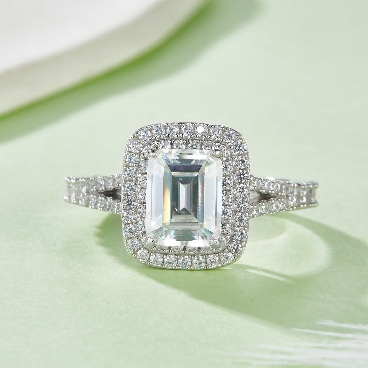 3 Carat Emerald Cut Moissanite Engagement Ring