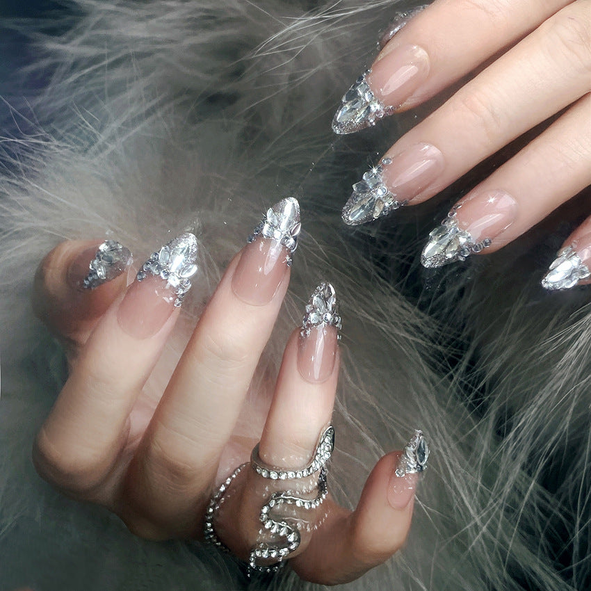 Glamorous Rhinestone Finished Portable Nails Sweet Beautiful Bride