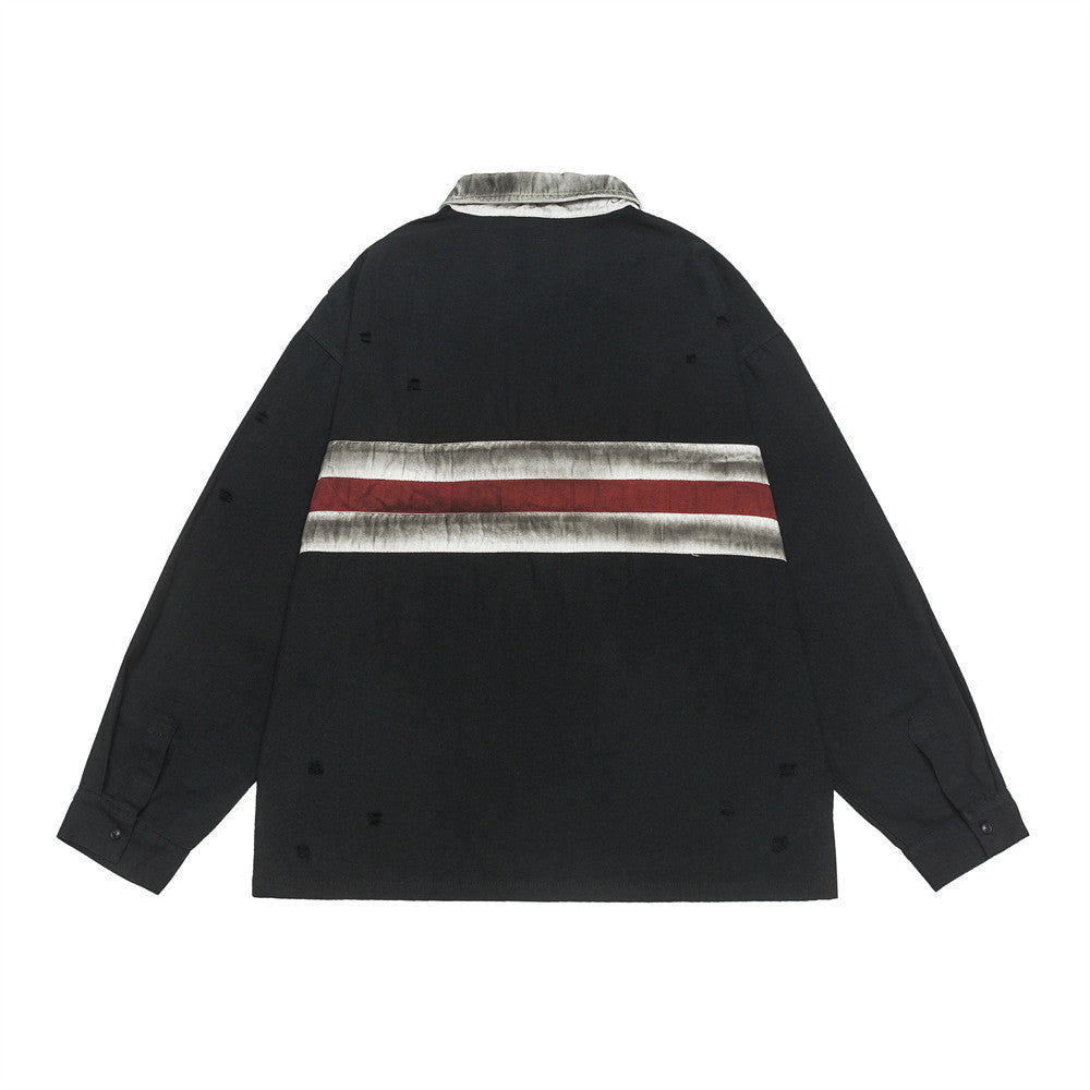 Couleur Contraste Patchwork Polo manches longues Hommes
