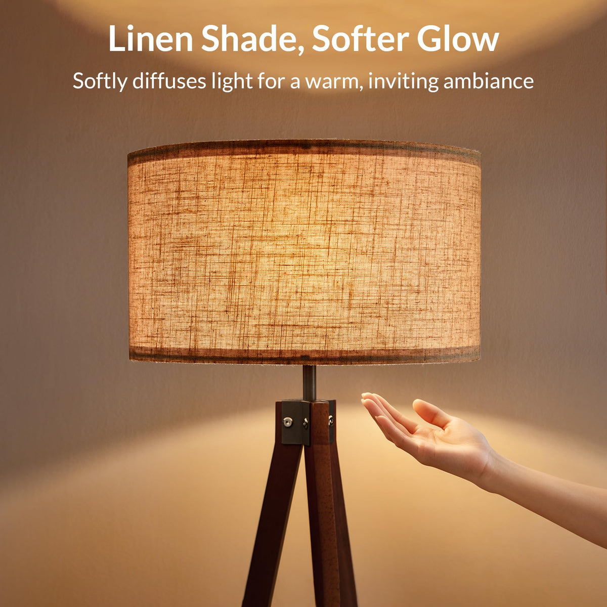 Lampe de sol trépied Mid Century Moderne Lampes debout pour salon Linge de maison à lumière diffuse