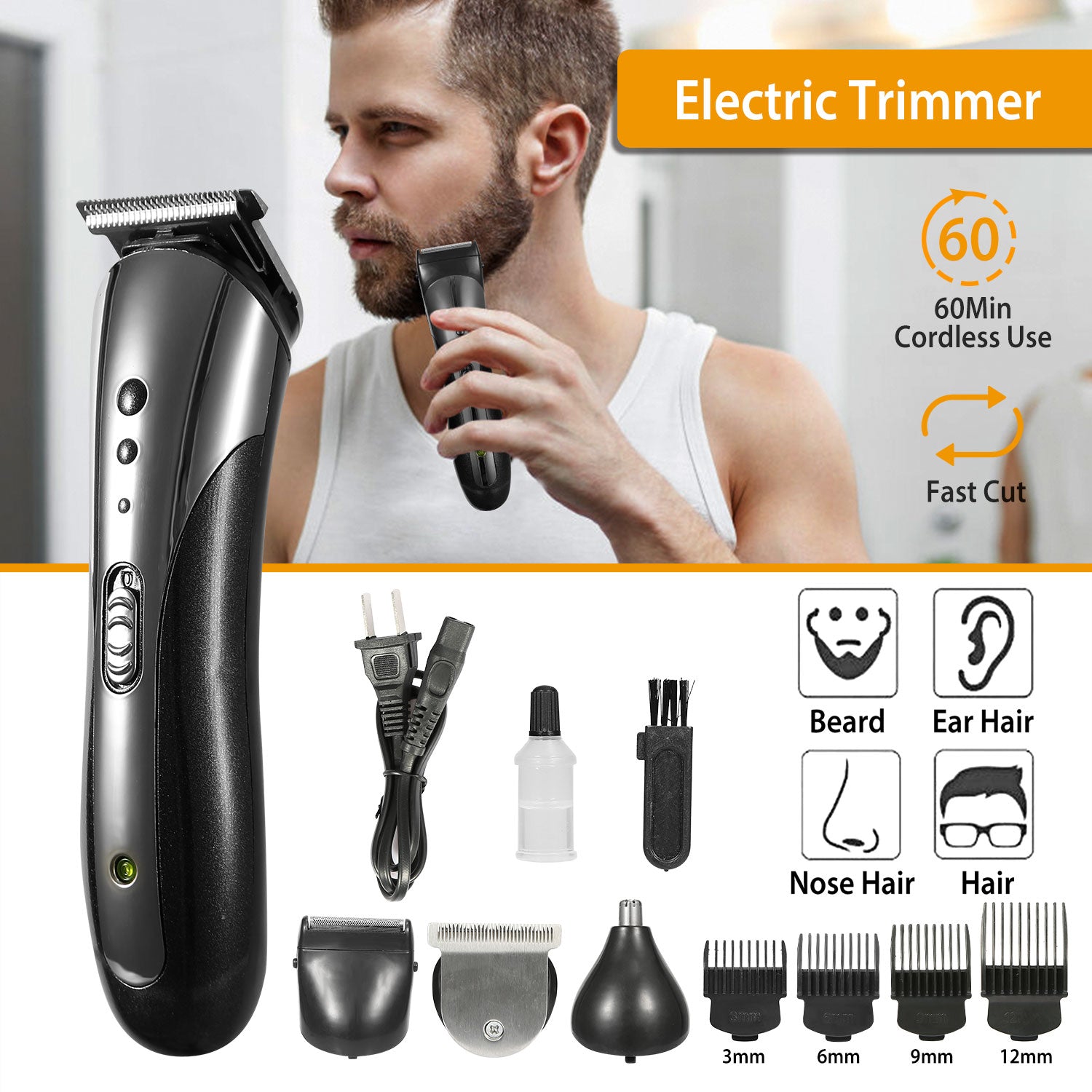Hommes Électrique Clipper Trimmer Pour Père Jour Cadeau Rechargeable Barbe Rasoir Rasoir Nez