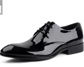Cuir Dentelle-up Glossy Chaussures de mariage Cuir Pointé-orteil