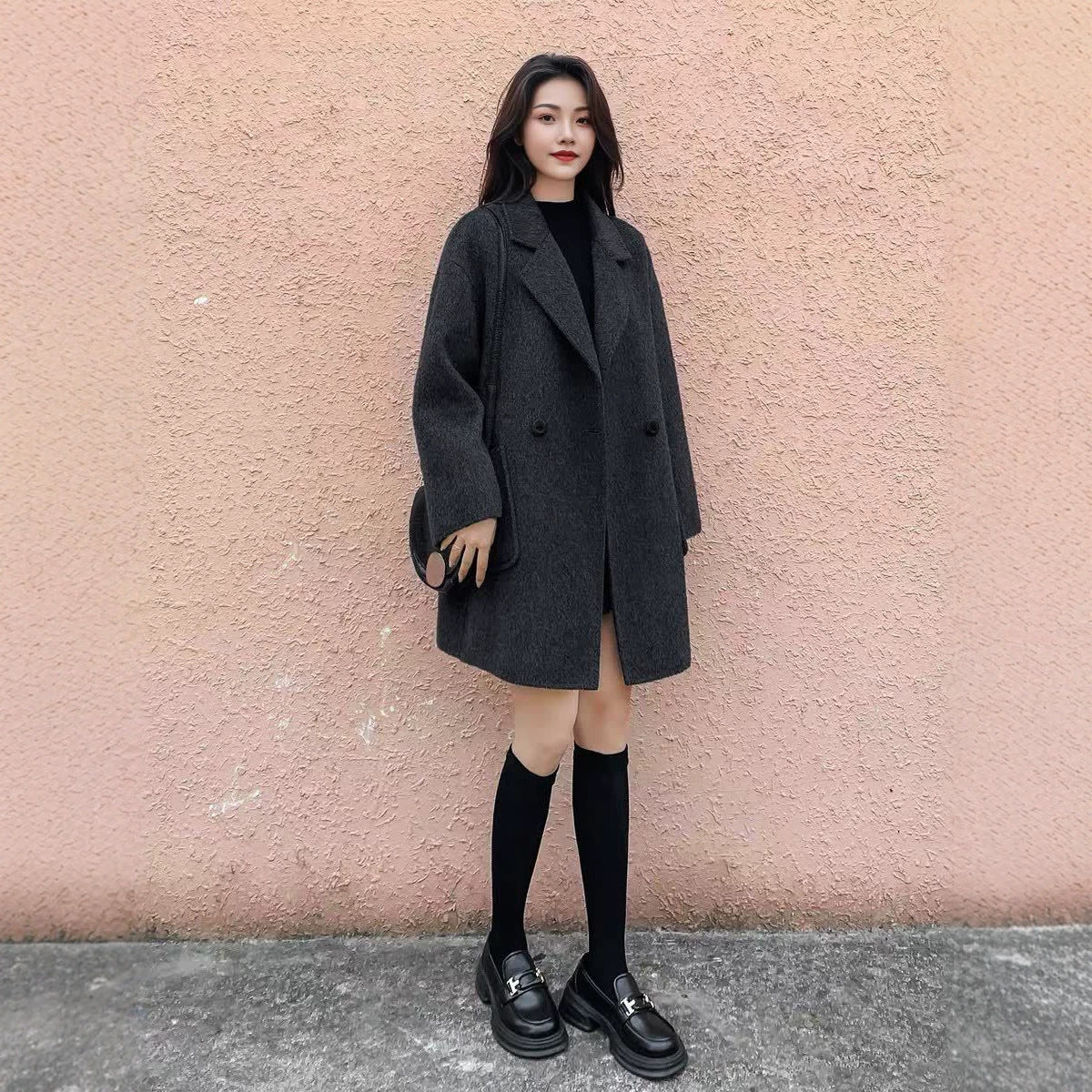 Manteau de laine d'automne Style mi-long
