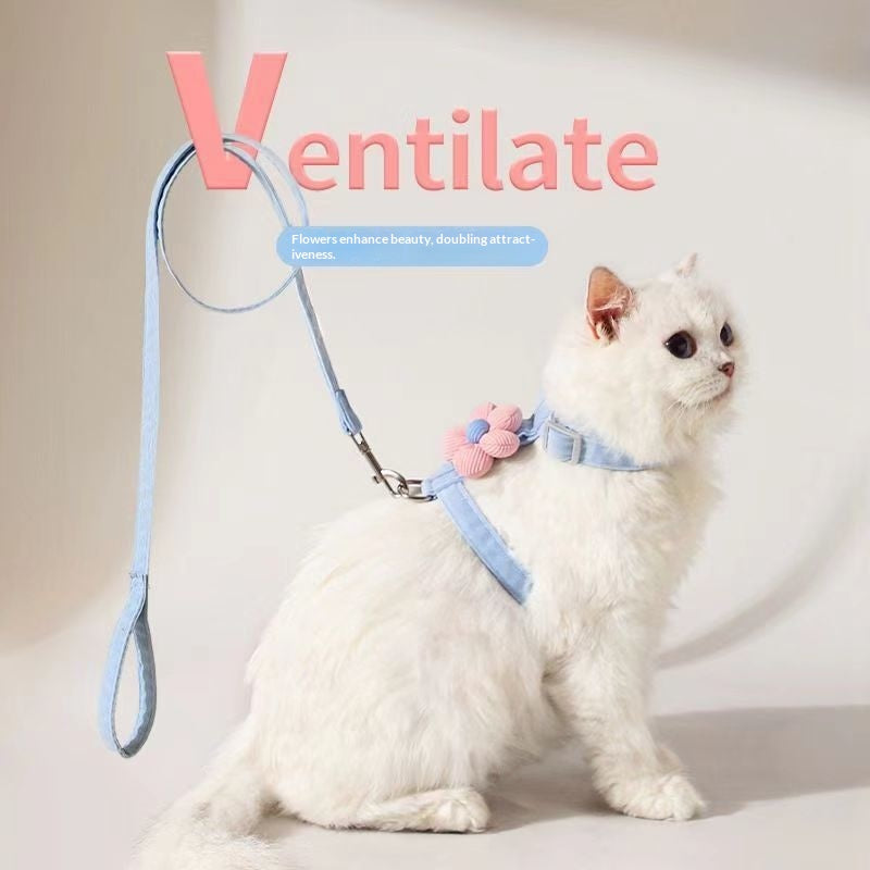 Cat Cartoon Leash Pour l'extérieur avec Ajusteur en forme de I pour prévenir l'évasion