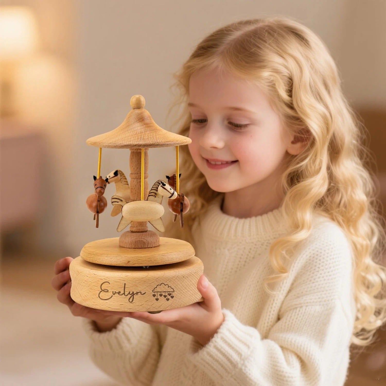 Boîte à musique créative en bois pour décoration maison