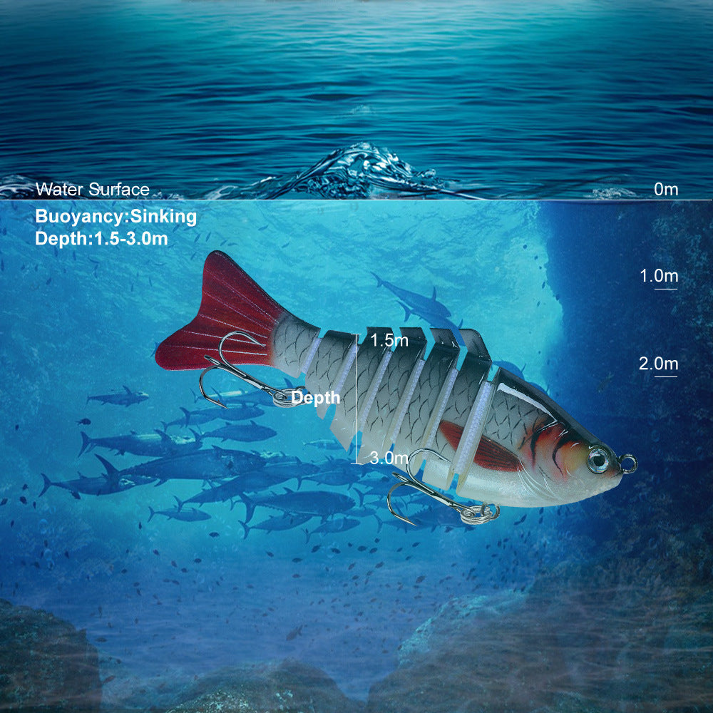 10cm Lure Baignoire de pêche en plastique Bâton dur Poisson multi-sections avec 7 segments
