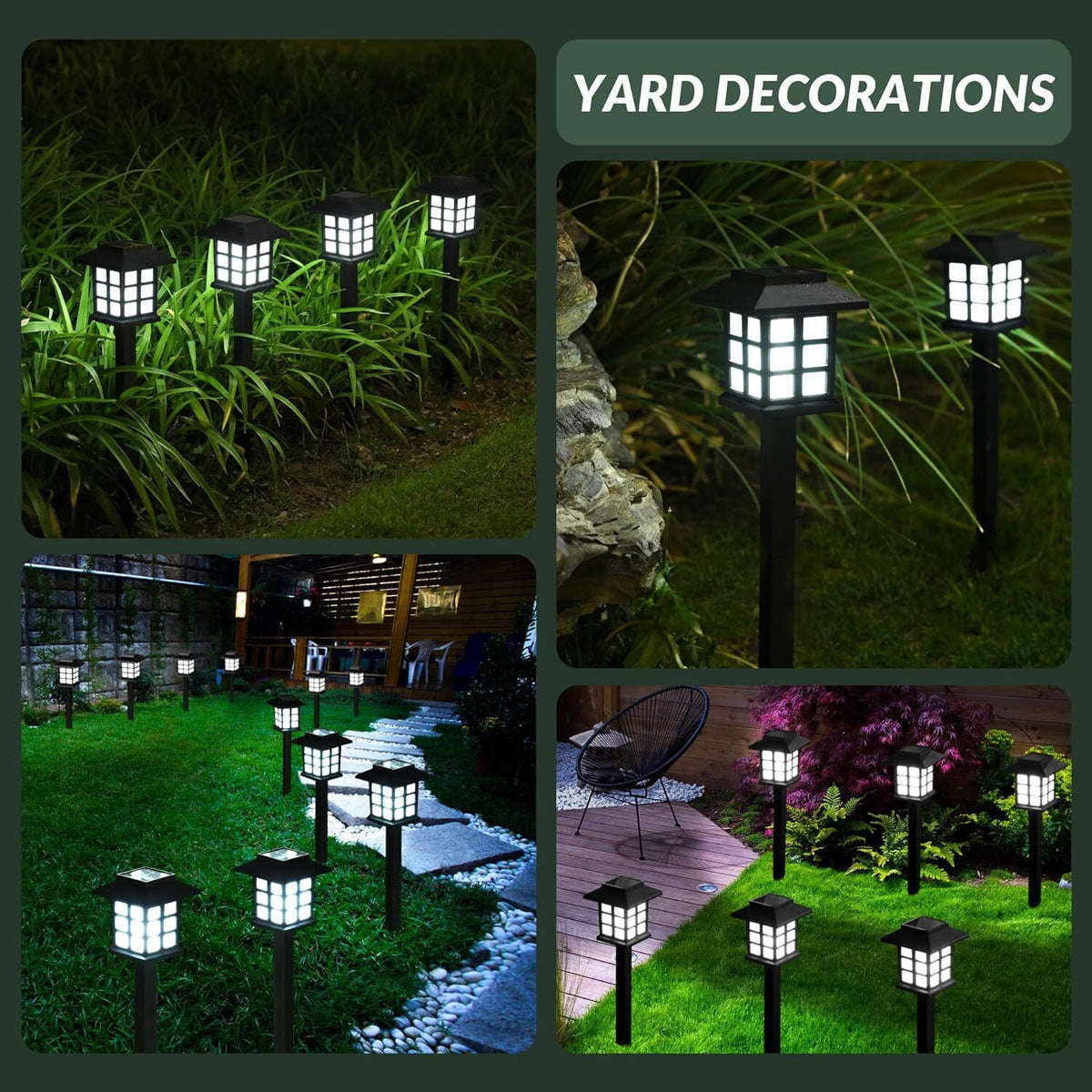 12x LED Solar Power Garden lumières Stake post paysage chemin pelouse lampe extérieur
