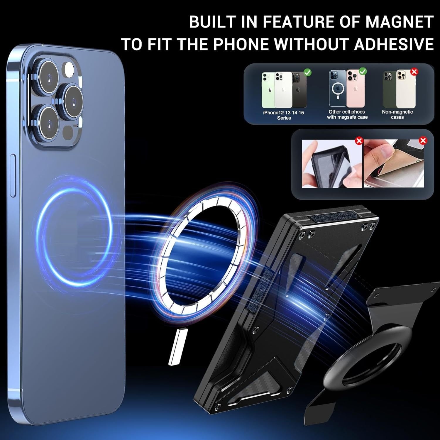 Carte magnétique intégrée en métal Clamp Téléphone mobile Fonction antivol magnétique