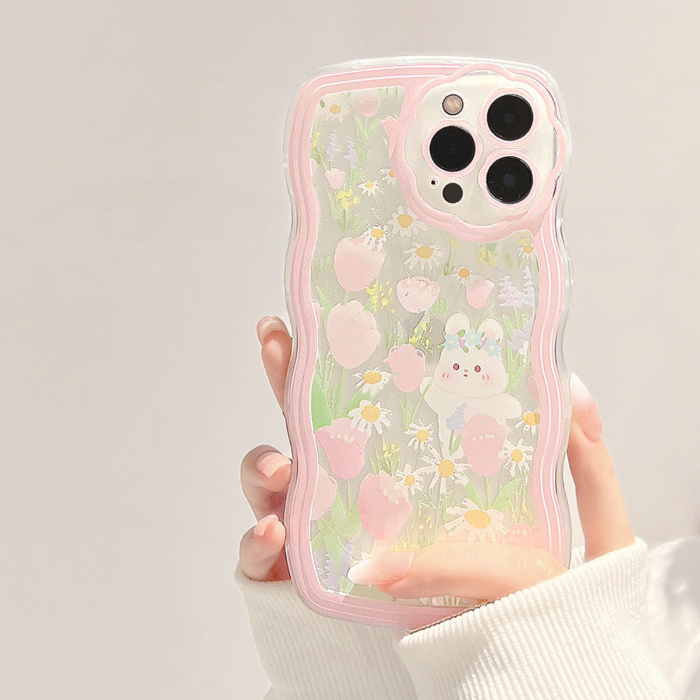 Étui de téléphone en silicone pour bunny à fleur de wavy