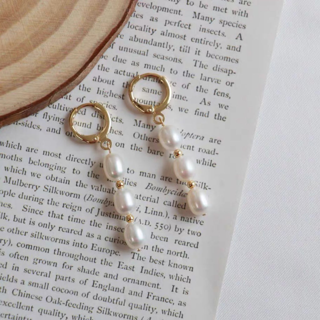 Boucles d'oreilles en perles d'eau douce naturelles pour femmes
