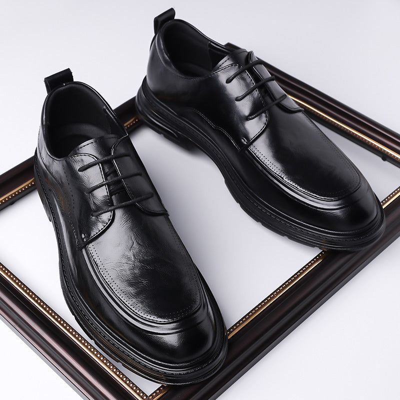 Chaussures en cuir pour hommes en dentelle brun