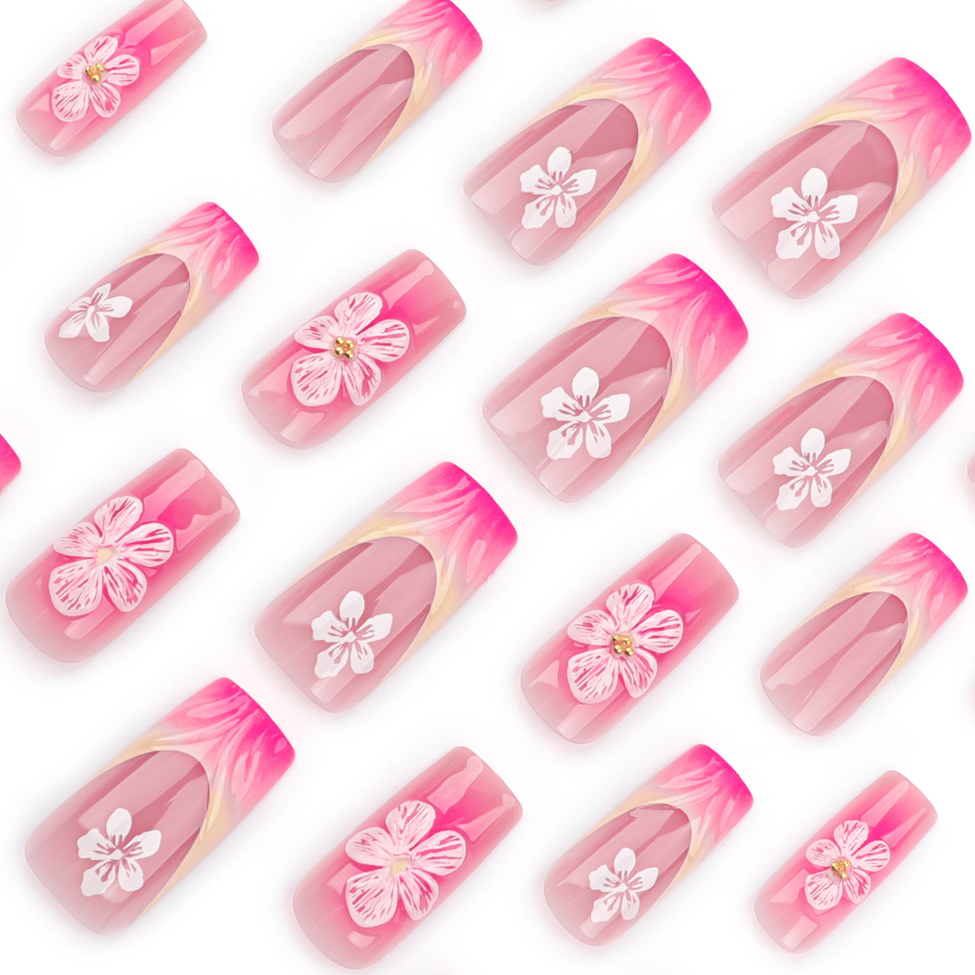 Court Ombre Square Nail sur les ongles de presse