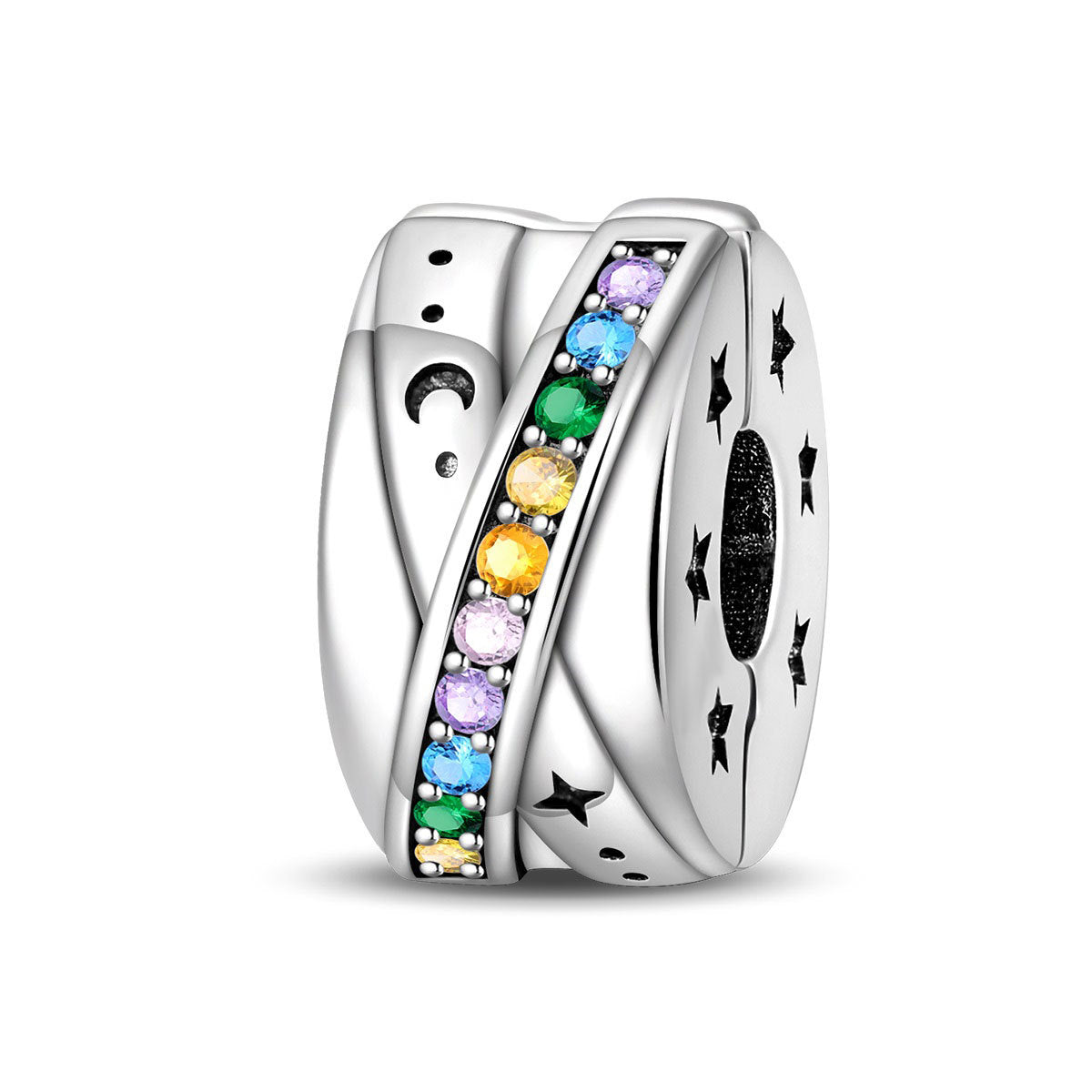 Argenté coloré Zircon Accent perles bracelet bricolage Charm