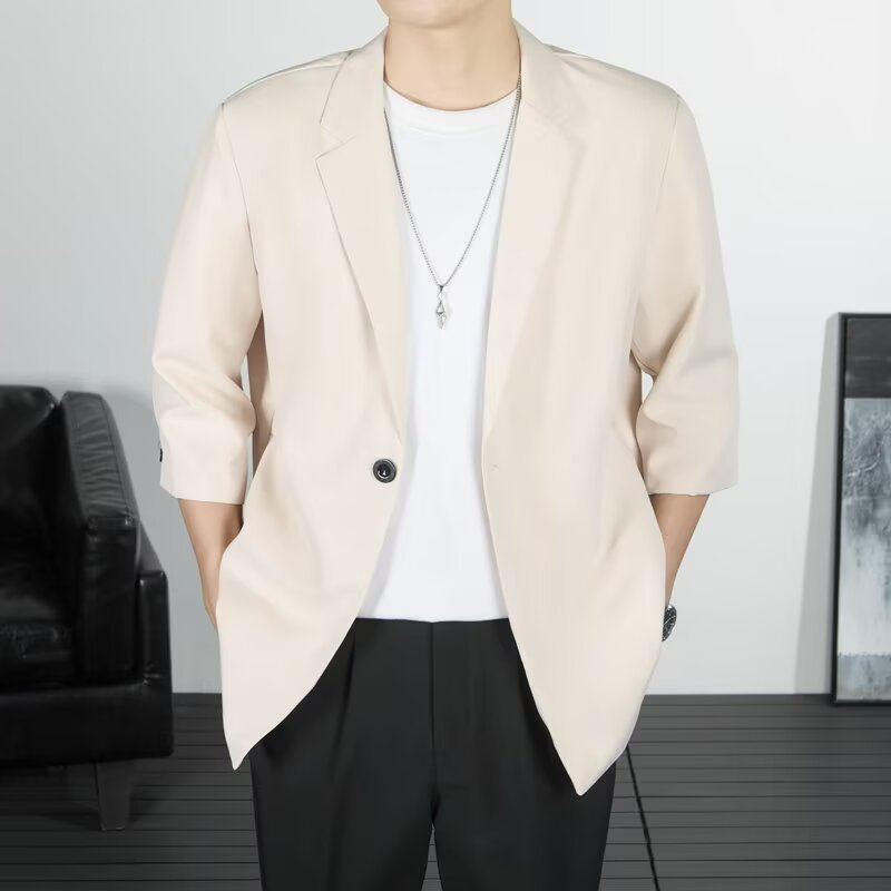 Cinq quarts de manche Petite Blazer Hong Kong Style Trendy Marque Single Breasted Coat