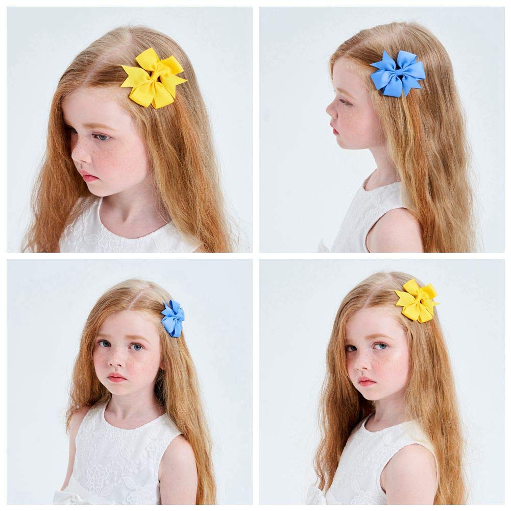 20 60pcs 3 pouces Boutique Grosgrain Ribbon Pinwheel Bows cheveux pour bébé filles