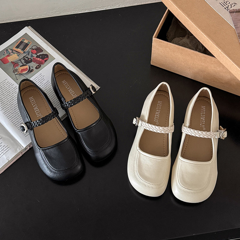 Femmes Minimalist Vintage tressé Strap Plats Matching Daily
