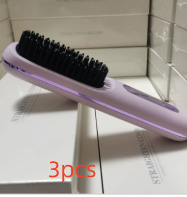 2 En 1 Combustion cheveux droites Lève-cheveux sans fil brosse cheveux chauffage rapide