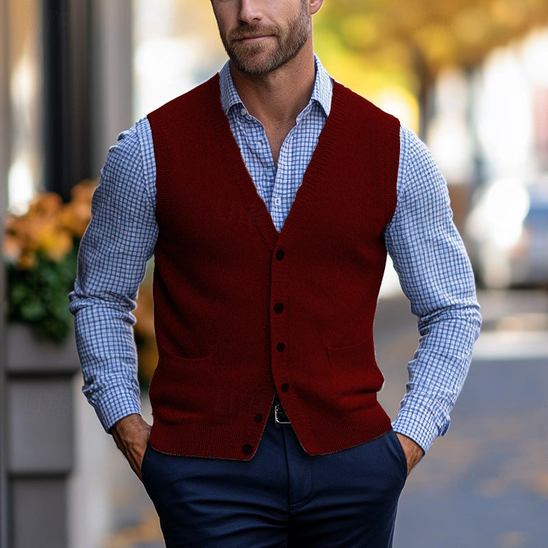 Chandail tricoté homme Veste de couleur unie