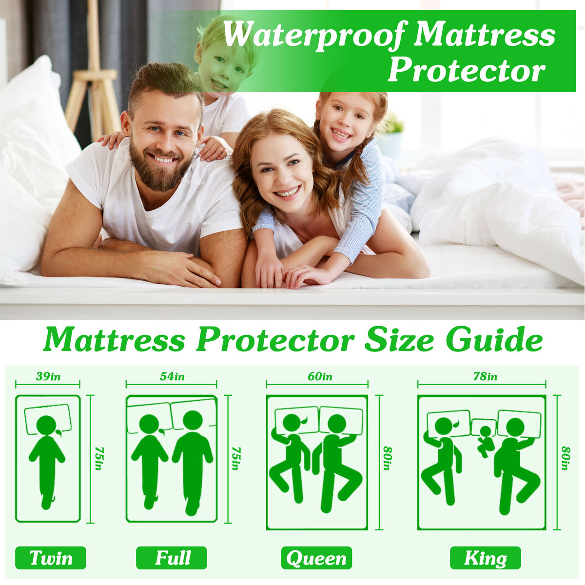 Matelas imperméable à l'eau de taille complète Protecteur respirant coton doux matelas housse avec Ela