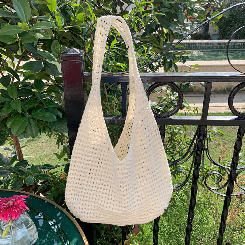 Sac à mailles creux de style Instagram tricoté Woven Purse