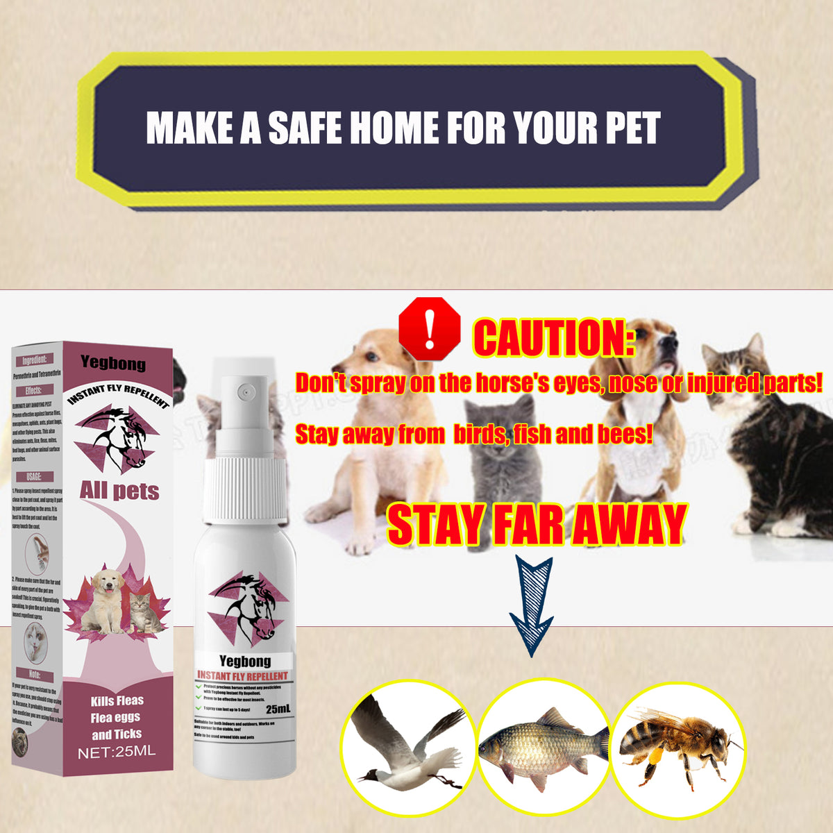 Spray anti-vol et anti-pestif pour animaux de compagnie 25ml
