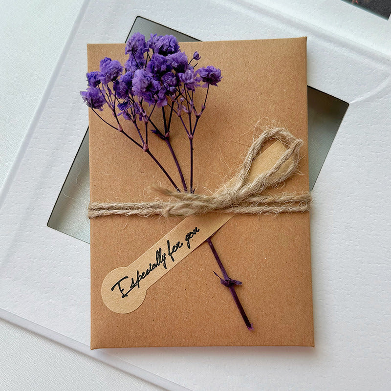 Starry Sky Fleur séchée manuscrite Merci Carte de voeux