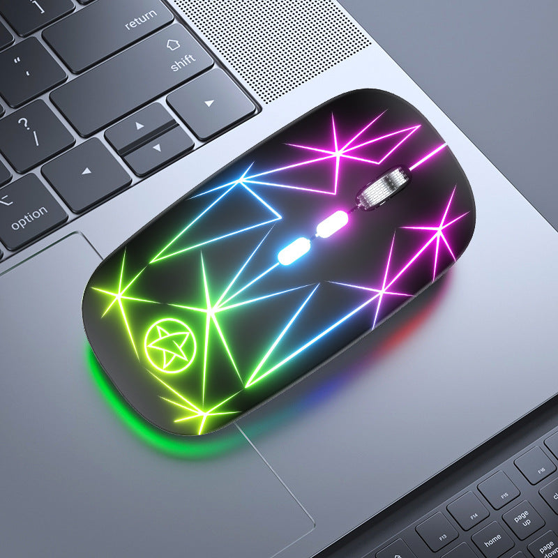 Bluetooth Mouse sans fil Double mode de charge lumineuse de bureau 5 clés métal Roller