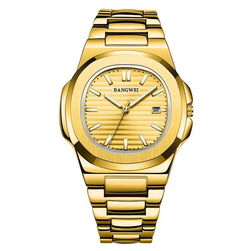 Mode Ceinture en acier Calendrier Lumineux Montres Hommes