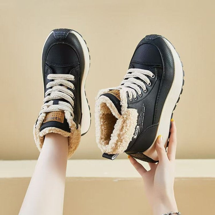 Chaussures haut de gamme en coton avec des semelles épaisses style papa pour l'hiver
