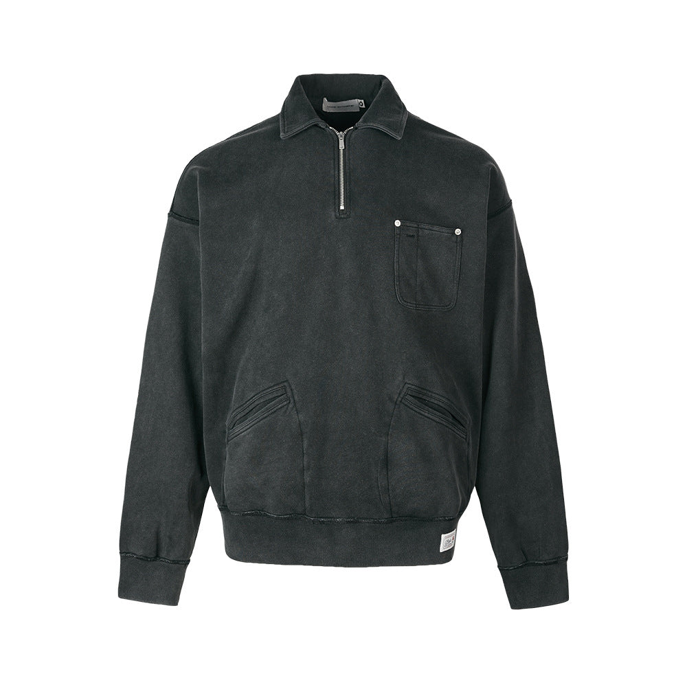 Veste à capuche en coton décontraction lavée rétro