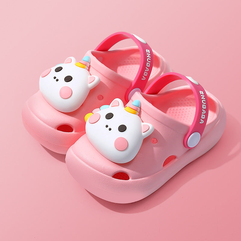 Pantoufles pour enfants Summer Cartoon Baby Soft Bottom Hole Chaussures Garçons et Filles Fermé orteil S