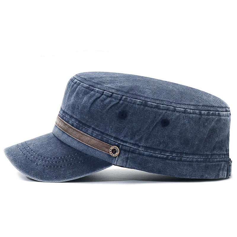 Chapeau de la Couronne plat lavé Respirant Protection solaire Casquette extérieure pour hommes