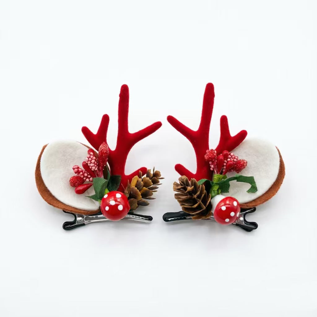 Unisex Christmas Reindeer Hair Clips for Festive Holiday Styling