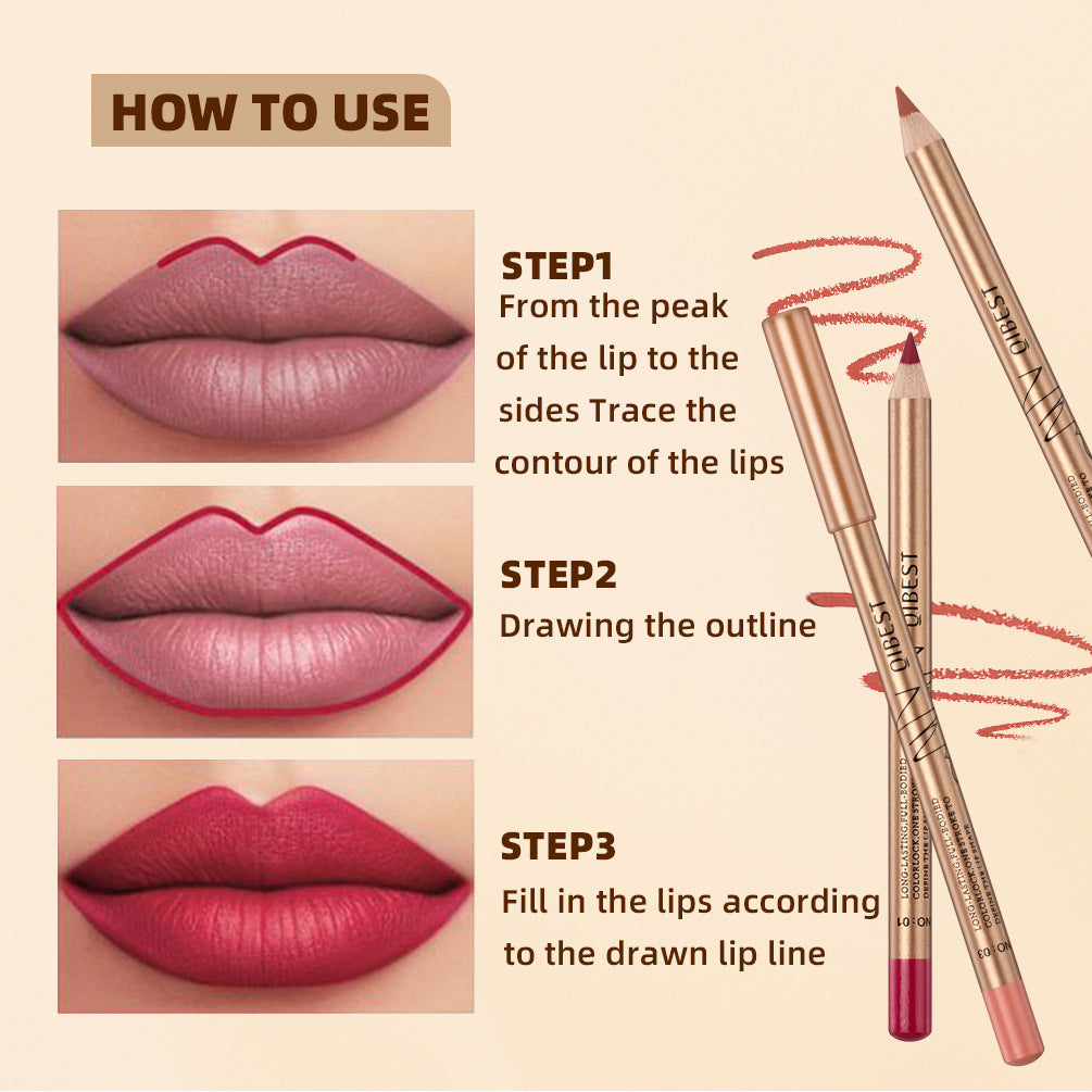 Set de lin à lèvres coloré non-smudable longue durée anti-adhésif