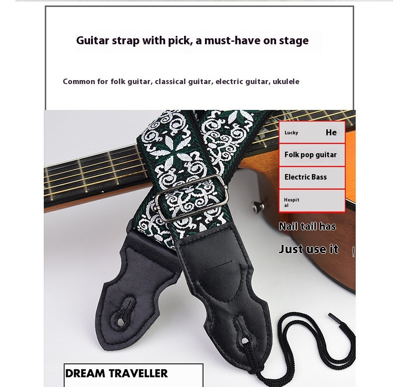 Bracelet pour guitare Folk Guitar Leather Electric Guitar Personnalité Guitare en bois Bracelet pour épaule