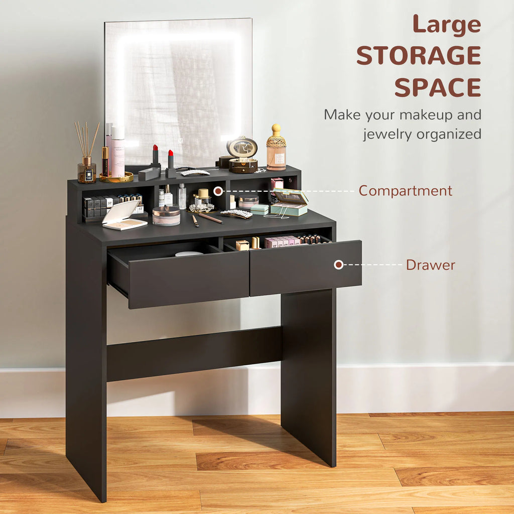 Bureau de maquillage avec miroir et lumières LED