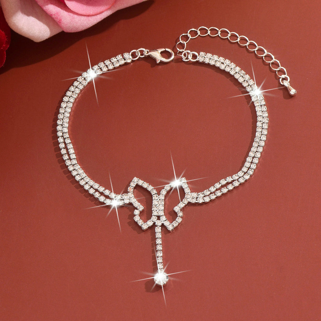 Style Sweet and Simple Strass Bow Tassel Anklet Summer Seaside Beach Vacances Style Fo
