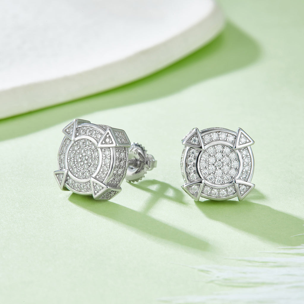 S925 Argent Sterling 174pcs D Couleur VVS1 Moissanite Boucles d'oreilles géométriques 3g Vis retour