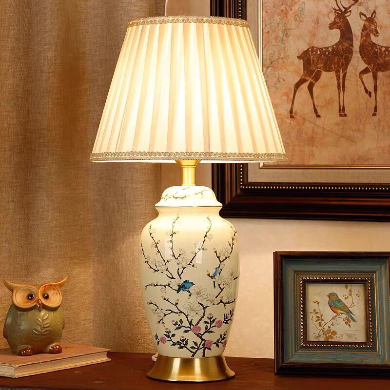 Lampe de chambre à coucher en céramique de style américain