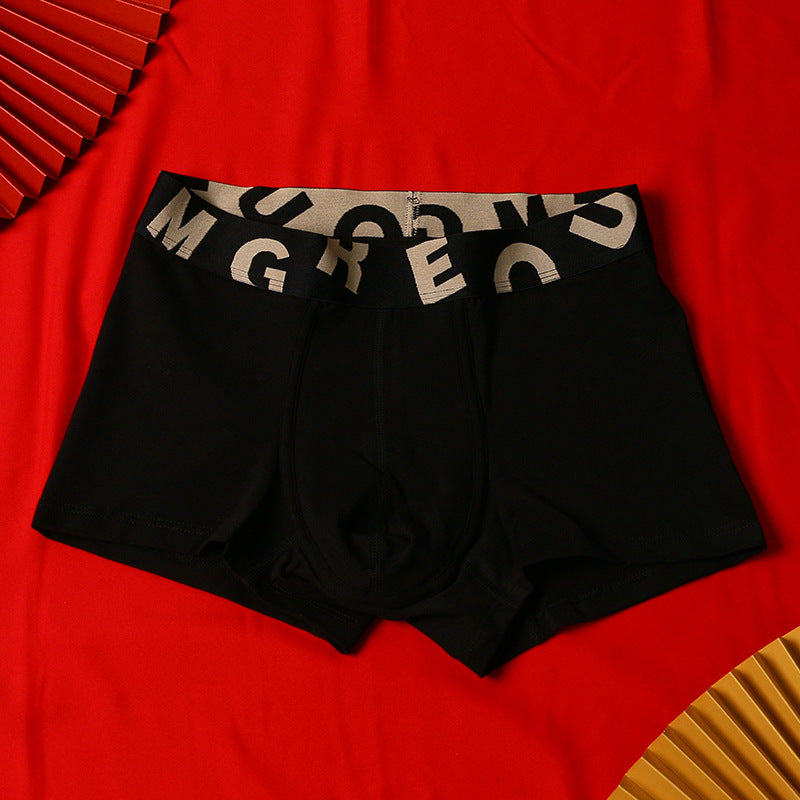 Sous-vêtements en coton purifiés pour hommes Festive Bright Red Mid-rise Boxers